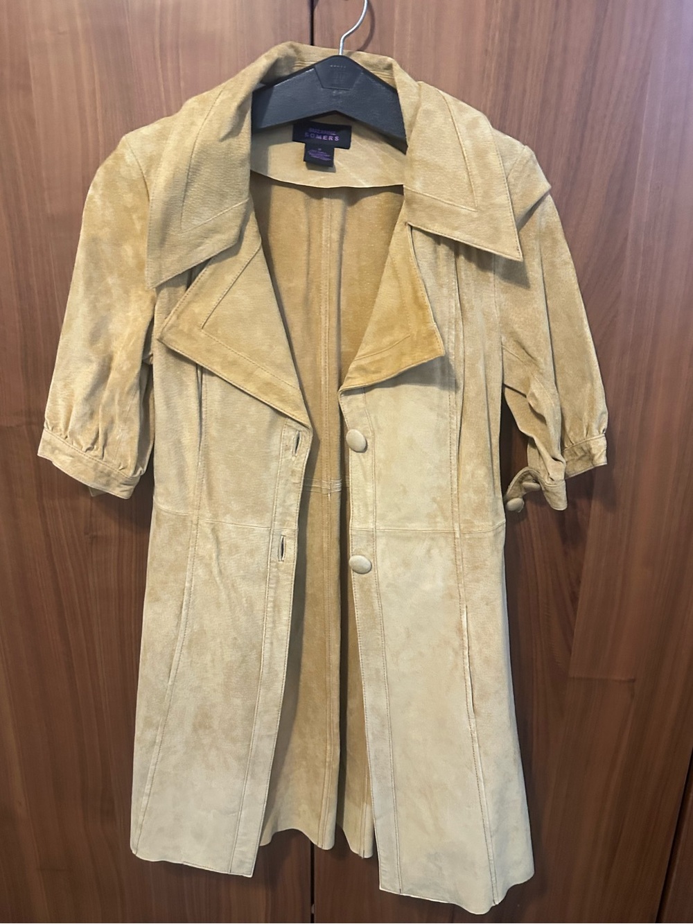 Suzanne Somers Suede Leather Dress Coat
